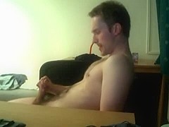 Hairy Gay man cums on himself on cam