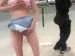 Doxy Stripped and Stroking at Public Bustop OMFG!