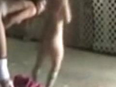Naked girls put firecrackers up their ass outside