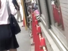Kinky following scene of cute Japanese schoolgirl receiving sharking gift