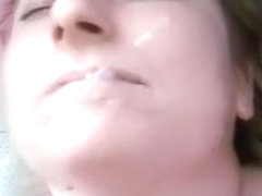 my wife getting a cum facial at the parking lot