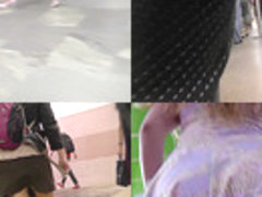 Bitch in skirt and g-string filmed by upskirting voyeur