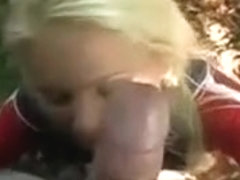 Filthy blonde chick fucked in public under the tree to get