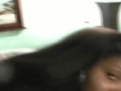 Dazzling ebony girl performing in an interracial porn video