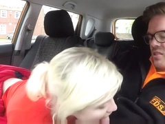 Blonde Driving Student Takes Cock In Car