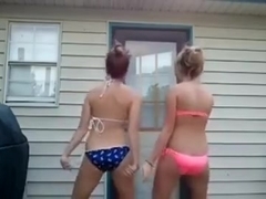 Two playful bombshells in homemade movie