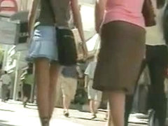 Teen up skirt video featuring a long legged teen in a mini skirt