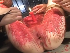 Hot wax torture for Asian sex slave