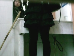 Asian teeny whore goes to the public bathroom to take a piss