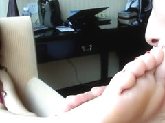 Asian Lesbian Foot Worship - Red Nails