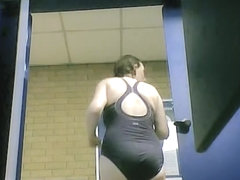 Great cellulites ass naked of dressing room fem in swimsuit