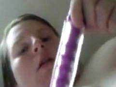 Bbw fucks all 3 holes with huge dildo plus ass to mouth
