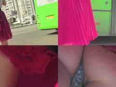Hot thong shot of redhead's ass in upskirt video