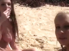 Teen on Naked Beach exib and let the Black Touch them