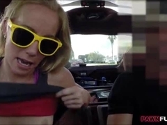 Tight blonde slut try to sell her car in the pawnshop