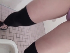 Asian Pisses In Toilet