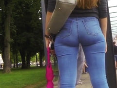Pinhole jeans butt candid