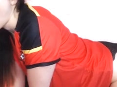Girlfriend sucking cock during Belgium vs England match