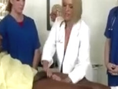 These sluts have a naughty idea for their ebony patient