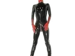 Japanese Girl Bound in Rubber Catsuit