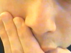 Solo hand fetish boy sucking his thumb licking his fingers and biting his nails (1)