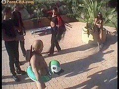 Big Brasilian anal orgy at the pool