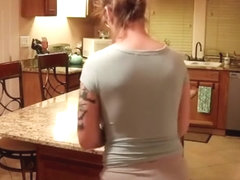 My sexy wife cleaning the kitchen