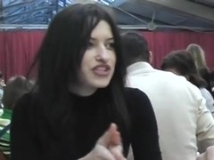 Pale black haired babe Nika gets filmed in public