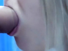 close up sensual blowjob from blonde milf