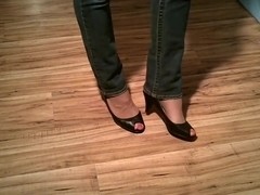 Office play black peep toe heels