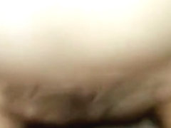 Girl inserts her bf's dick in her hairy pussy and rides him pov