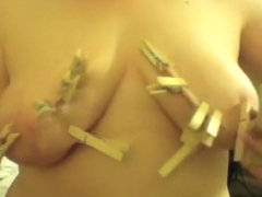 breast play with clothespins