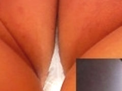 Cute upskirt view of the panty white color