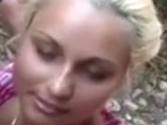 Blonde hoe showing dick sucking skills on vacation