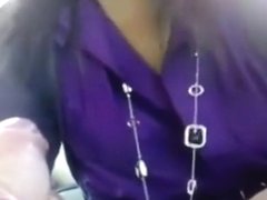 Nerdy glassed asian girl gives her bf a blowjob in the bus and swallows his cum