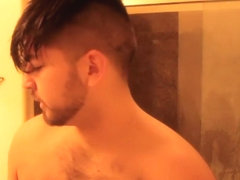Don Stone Showering Butt Naked Wet Hairy Latino 4