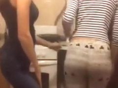russian girls twerking in the kitchen