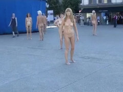 Nude performance art in European public square