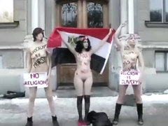Naked girls protesting against sharia