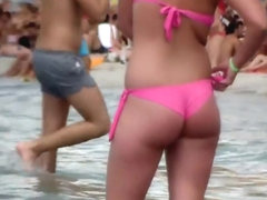 She accidentally showed ass tan line