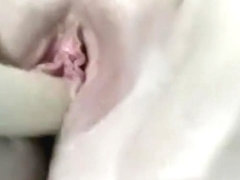 Horny girl masturbating with dido and playing with pussy