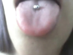 sexy latina pierced tongue long nails fingernails