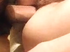 Fingering shaggy cunt during anal penetration