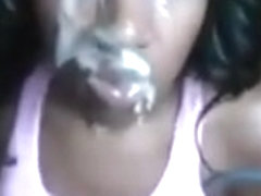Black girl takes facials
