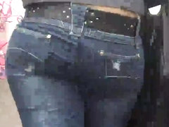 Nice big ass in butt tight blue jeans