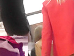 A-line skirt of blonde MILF was filmed by cameraman