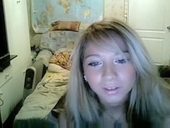 Blonde shows her tits on the webcam