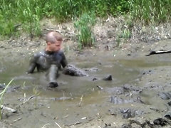 arousing mud romp naked with glasses