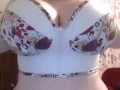 Blonde girl with big boobs dance