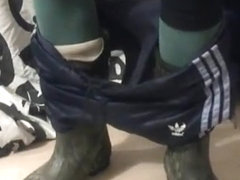 nlboots - editing some vids, me in shorts, socks and boots